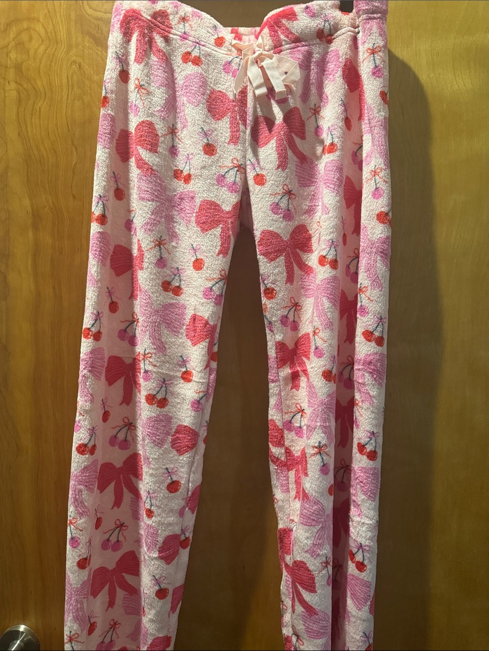 Women’s Pink Bow & Cherry Fleece Pajama Pants